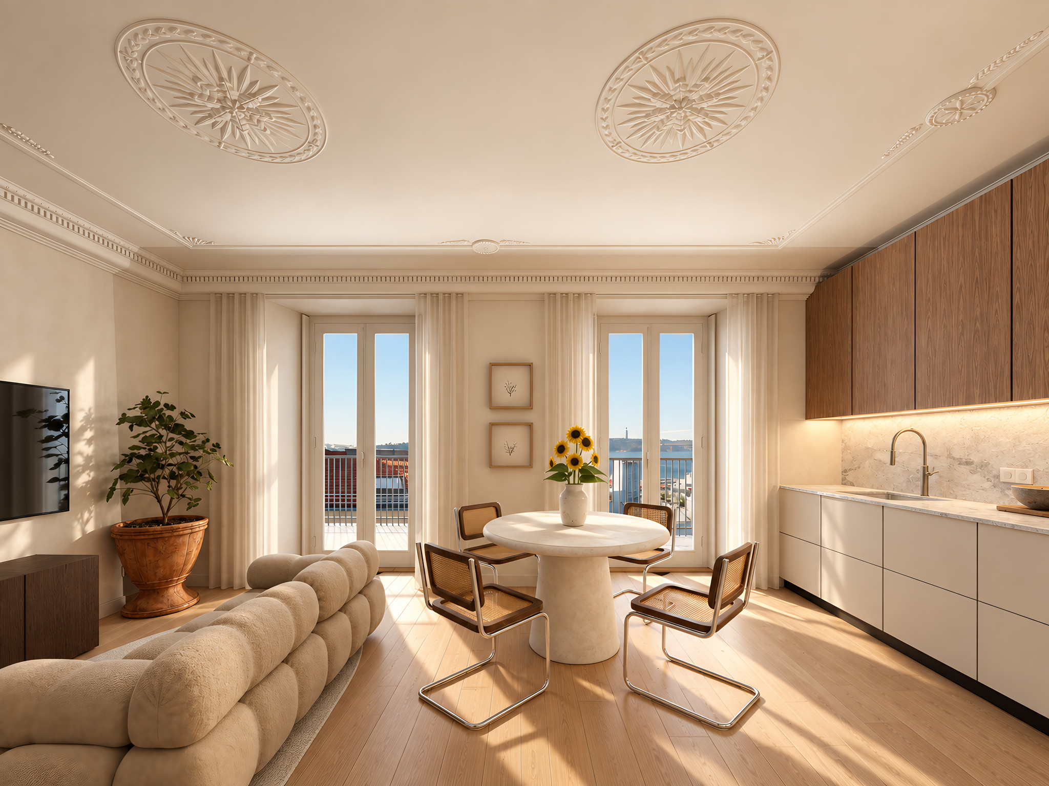 Pedra Friso, Unit 3 · Pessoa · Living room and kitchen